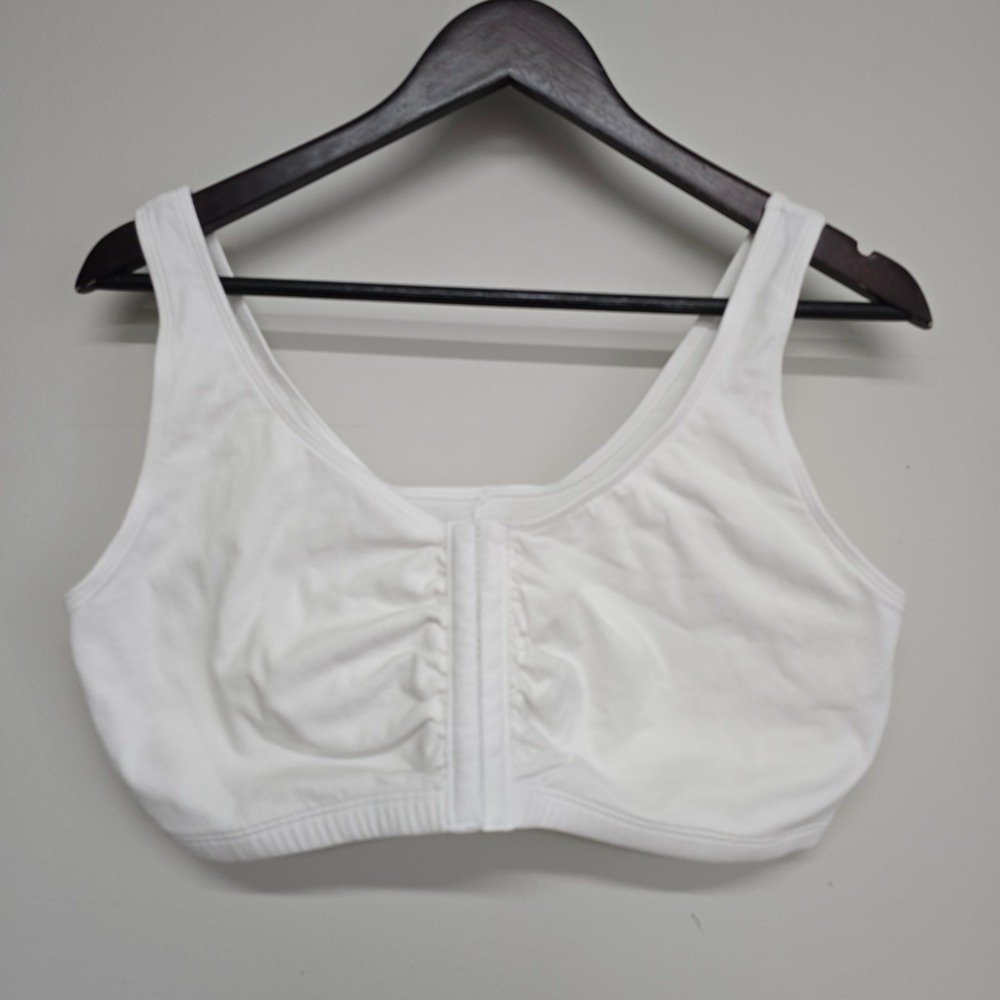 Fruit of the‎ Loom Front Closure Bra Womens 46 White Wireless Comfort Lounge